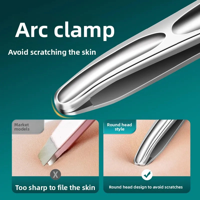Stainless Steel Eyebrow Tweezers with Rounded Tips for Safe Grooming - Multiple Colors