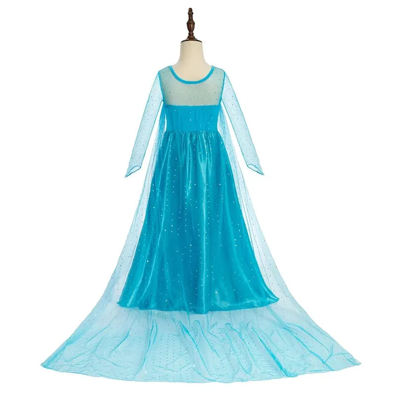 Girls Halloween Elsa Dress with Long Cloak Kids Princess Costume Snow Queen Carnival Outfit