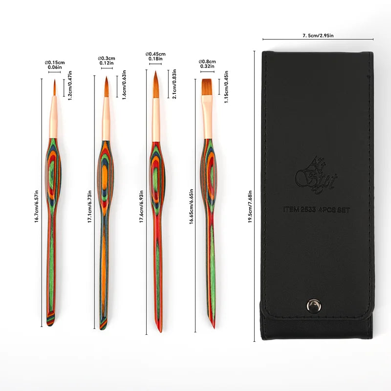 Detail Paint Brush Set with Carry Bag - Nylon Hair for Acrylic Oil Gouache