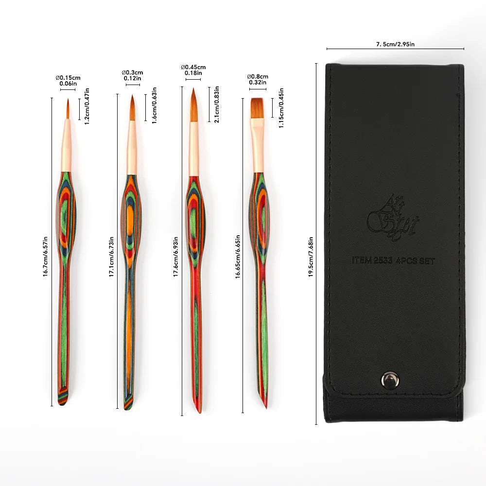 Detail Paint Brush Set with Carry Bag - Nylon Hair for Acrylic Oil Gouache