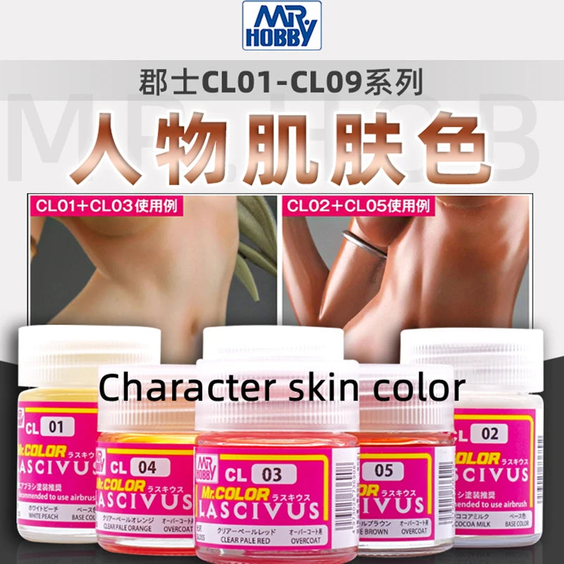 Model Coloring Paint Set with Primer & Topcoat for Character Skin Colors - Nitrocellulose Finish