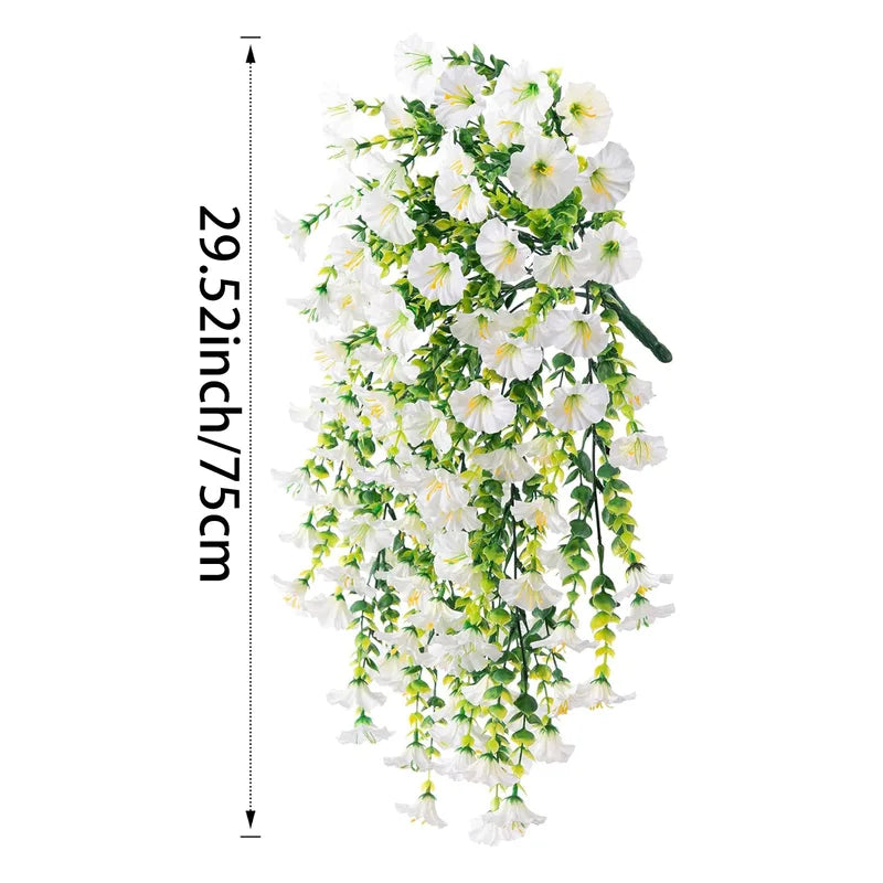 Artificial Morning Glory Wall Hanging - Faux Violet Vines for Home Garden Wedding Decor
