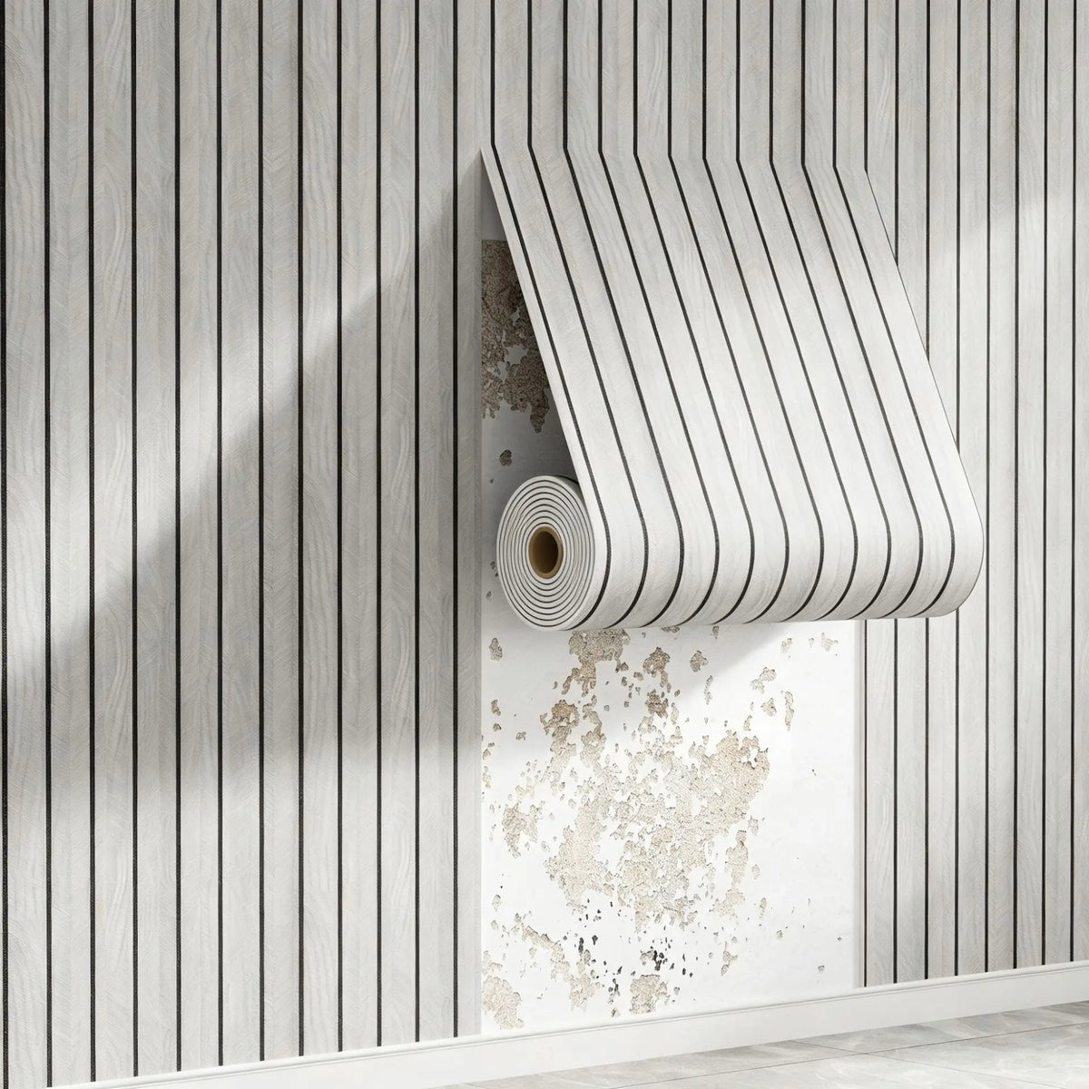 Self-Adhesive Wood Grain Wall Tiles Roll for Kitchen Bathroom Living Room Decor Waterproof