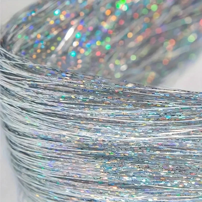 12Pcs Glitter Tinsel Hair Clips Kit - Synthetic Fairy Hair Accessories for Styling