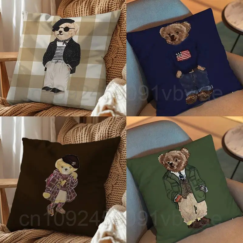 Retro Revival Pillow Cover Square Double-Sided Plush Cushion Cover Sofa Bed Decor