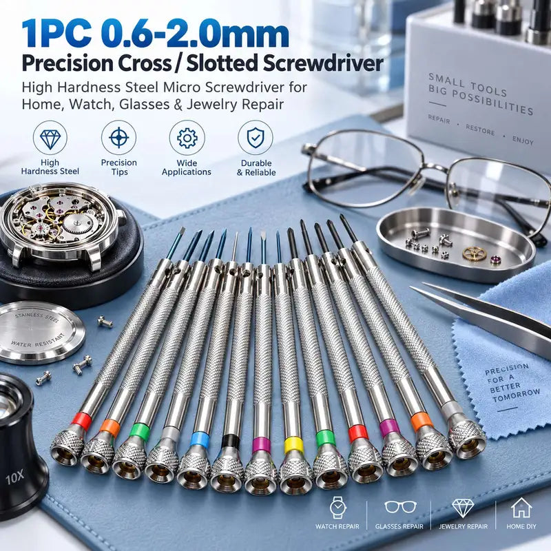 13-Piece Watch Repair Screwdriver Set with Non-slip Handles for Electronics & Jewelry