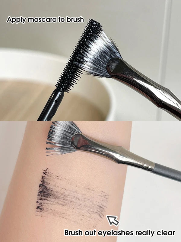 Folding Mascara Brush with Flat Head - Soft Hair Root Cleaner, Clear Lower Lash Tool