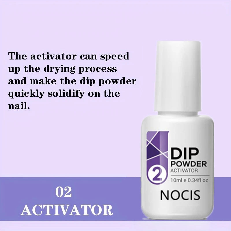 4pcs Dip Powder Nail Kit Liquid Set - Activator, Base, Top Coat & Brush Saver