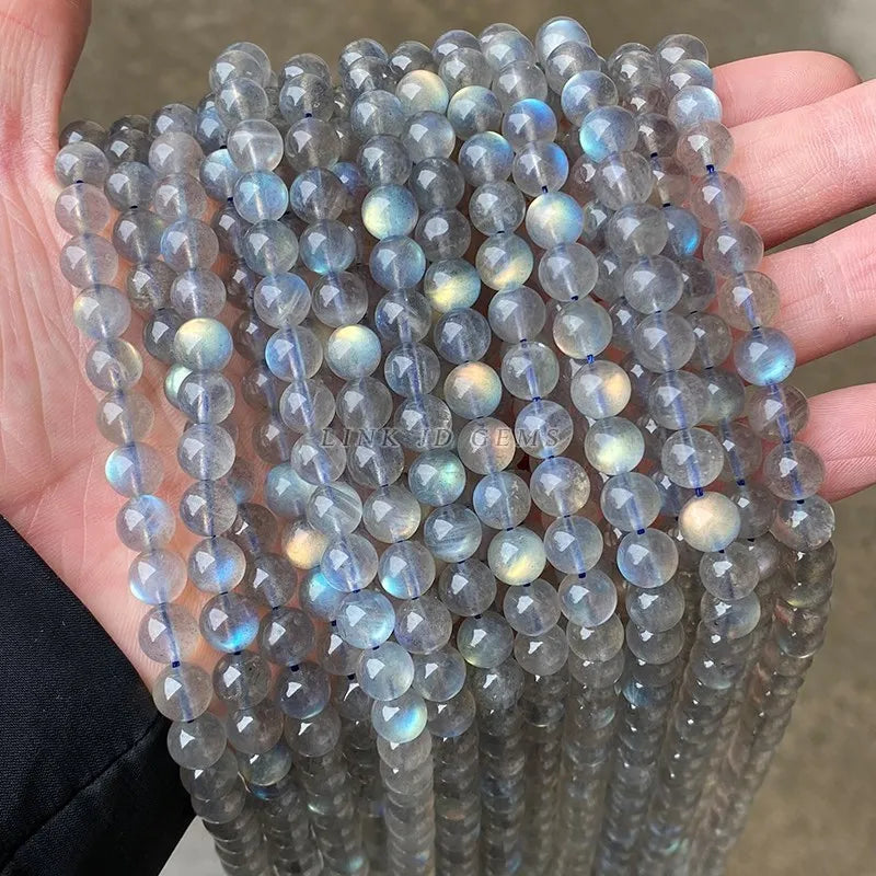 Natural Gray Labradorite Beads for Jewelry Making - 7mm, 6mm, 8mm, 9mm