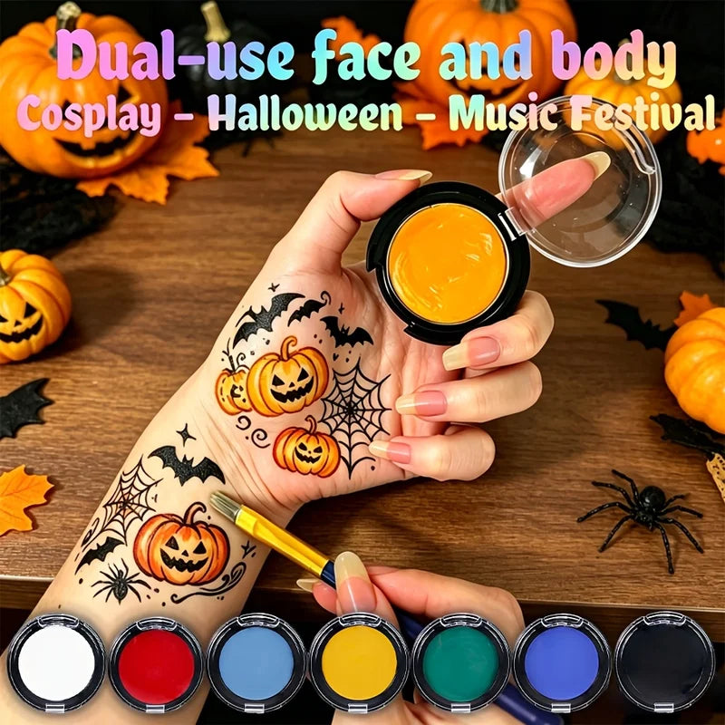 12-Color Water-Based Cream Body & Face Paint Set with Color-Changing Effect