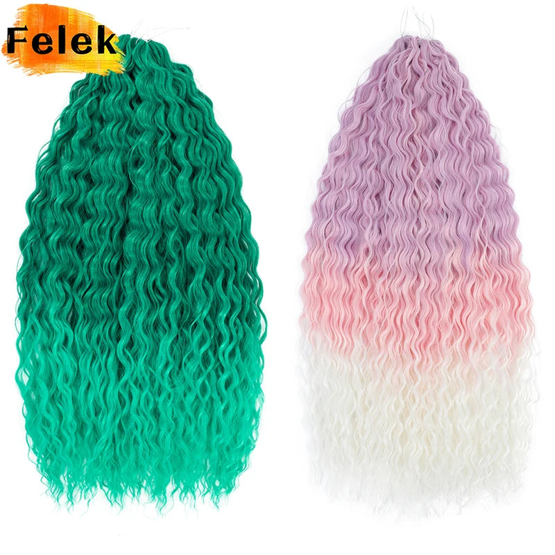 Water Wave Braiding Hair Extension - Synthetic Crochet Afro Curls, Multiple Colors & Lengths