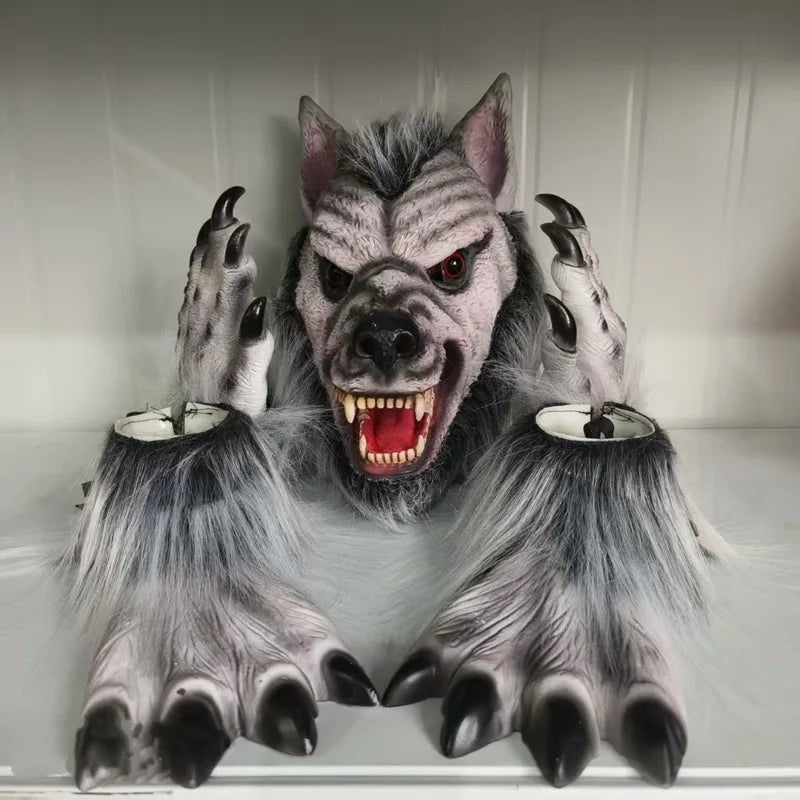 Werewolf Costume Kit with Mask Claws Gloves for Halloween Cosplay Role Play