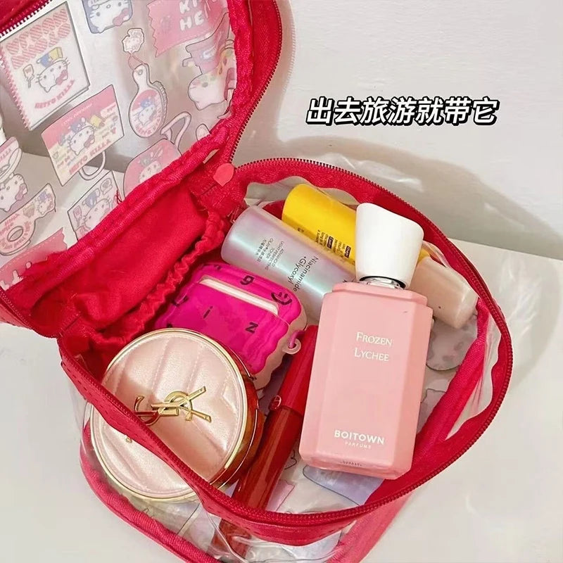 HelloKitty Cartoon PVC Makeup Bag Large Capacity Travel Organizer