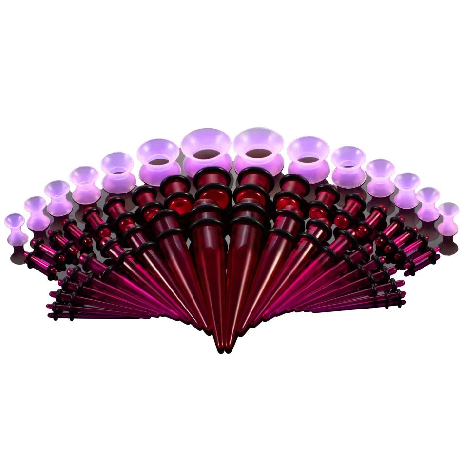 50pcs Acrylic Ear Piercing & Stretching Kit Tapers Body Jewelry Set