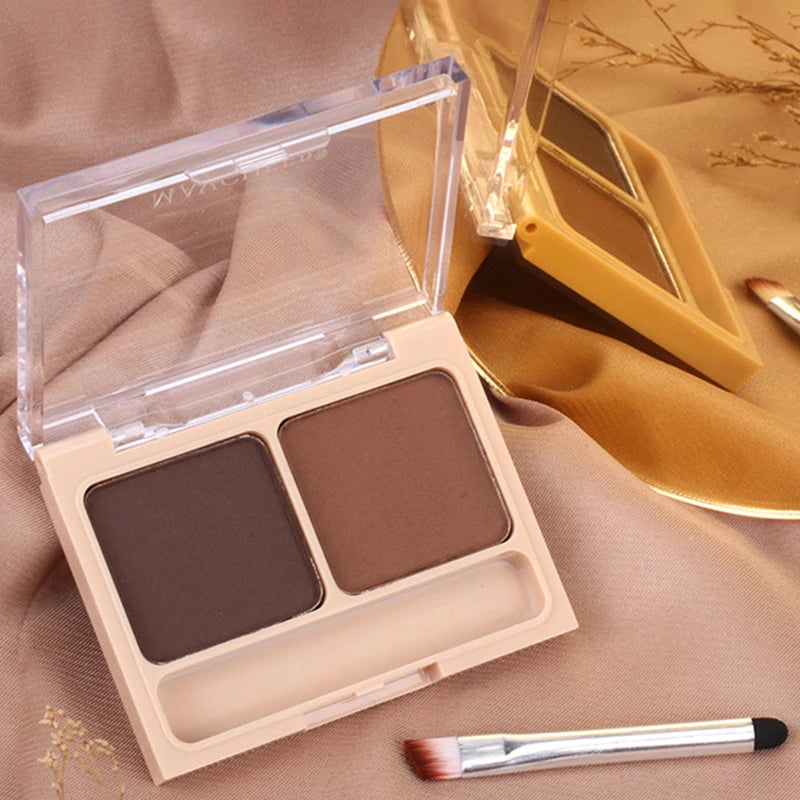 Waterproof Eyebrow & Eye Shadow Palette with Brush - 2 Color Options