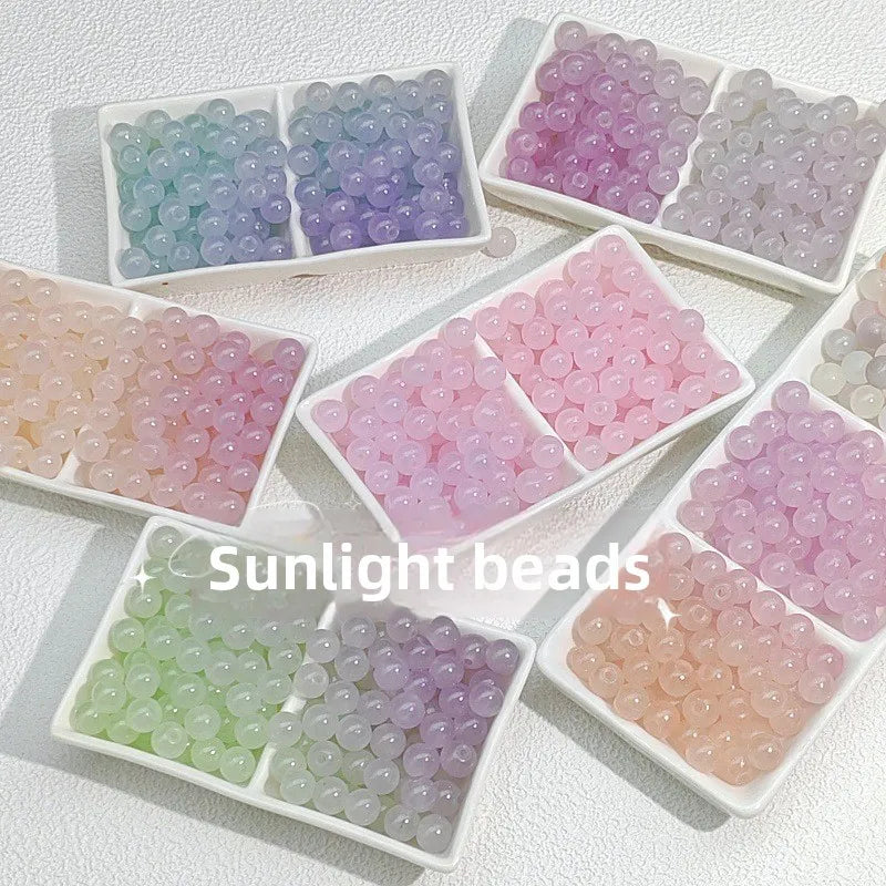 UV Color Changing Glass Beads for Jewelry Making - 50PCS Jade-Like Loops