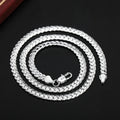 Luxury 925 Sterling Silver Necklace 6MM Sideways Chain for Women and Men