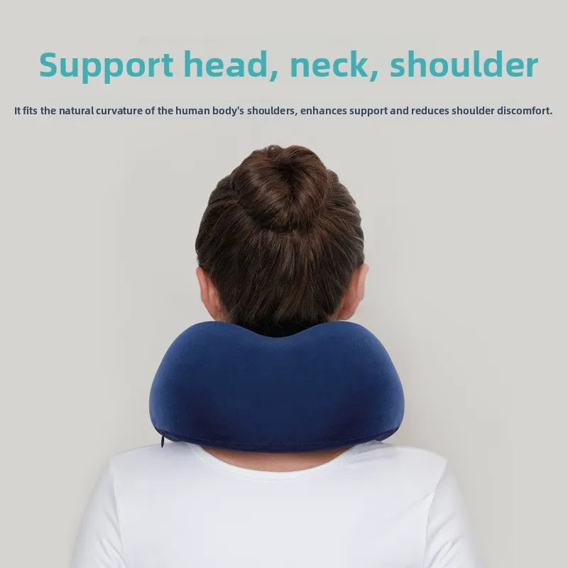 U Shaped Memory Foam Travel Neck Pillow with Massage Function - Soft Sleep & Support