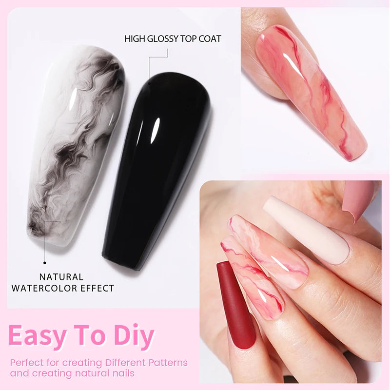 6-in-1 Nail Gel Glue Kit with Base, Top Coat & False Tips - 15ml