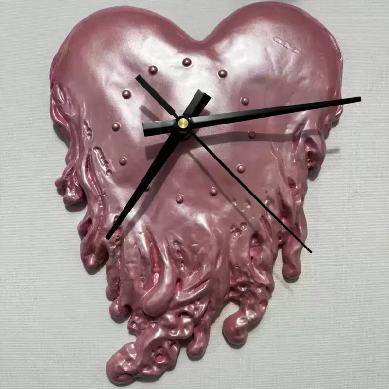 Heart Wall Clock Melting Love Shape Hanging Decor Modern Living Room Bedroom Gift
