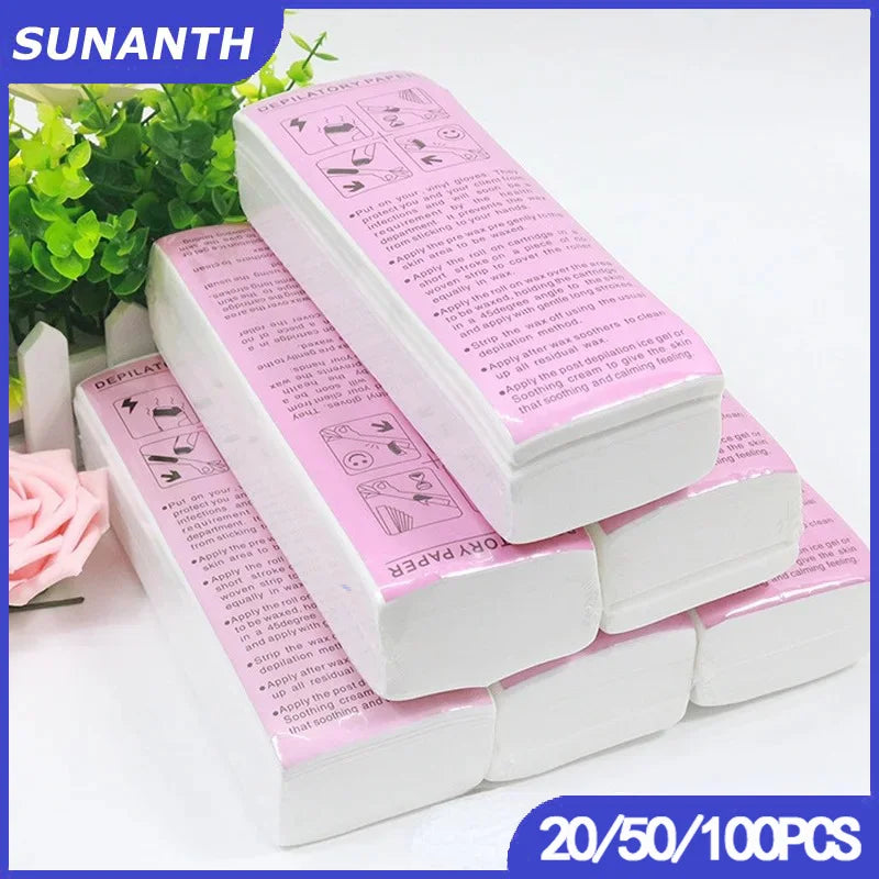 Professional Hair Removal Waxing Paper Strips for Body & Face - Non-Woven Fabric, Multiple Quantities