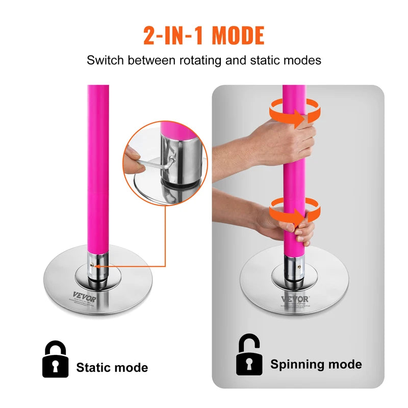 Portable Adjustable Stainless Steel Dance Pole for Fitness & Home Use