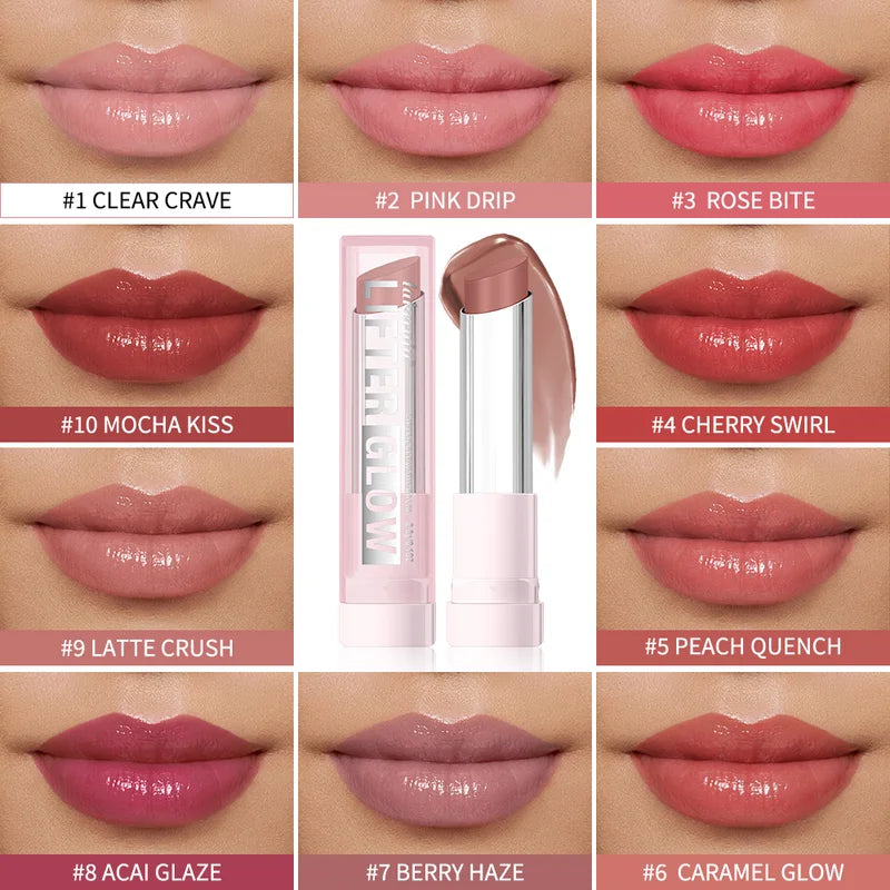 Hydrating Lip Oil Balm with Hyaluronic Acid & Glossy Finish - 24HR Moisturizing