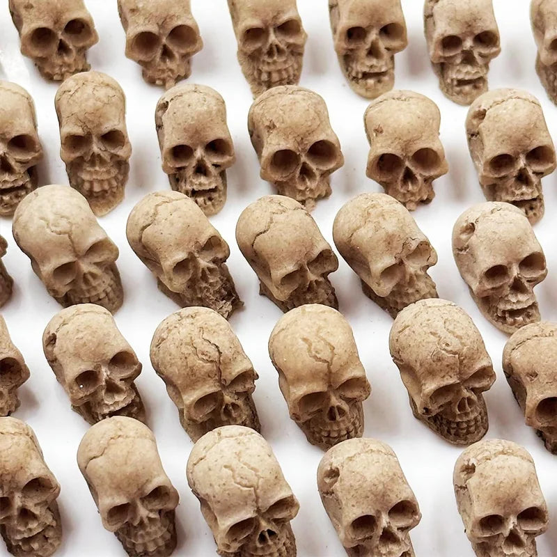 Mini Skull Figurines Set - Resin Skeleton Head Decorations for Fairy Gardens & Halloween - 5 or 10 Pieces