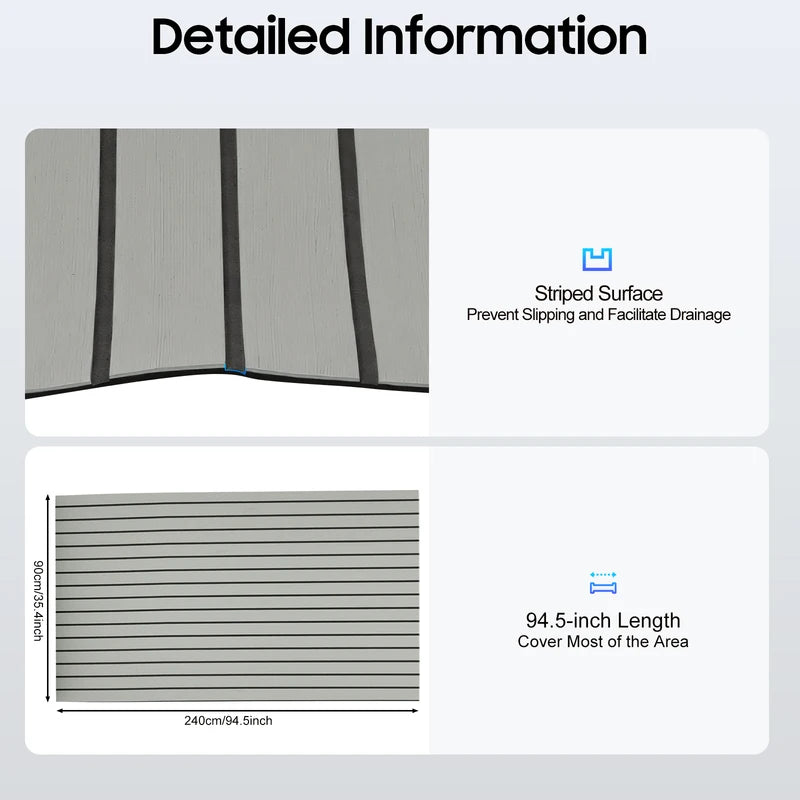 Heavy-Duty EVA Foam Anti-Slip Boat Deck Mat Waterproof Self-Adhesive Floor Covering