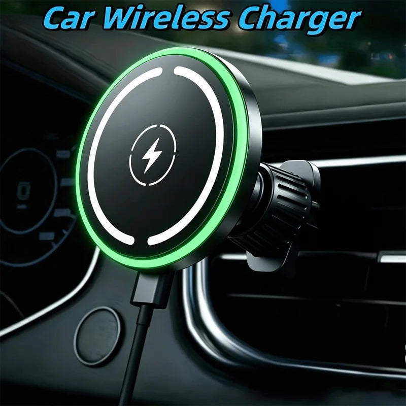Wireless Car Phone Charger Mount with Magnetic Holder and Fast Charging 30W