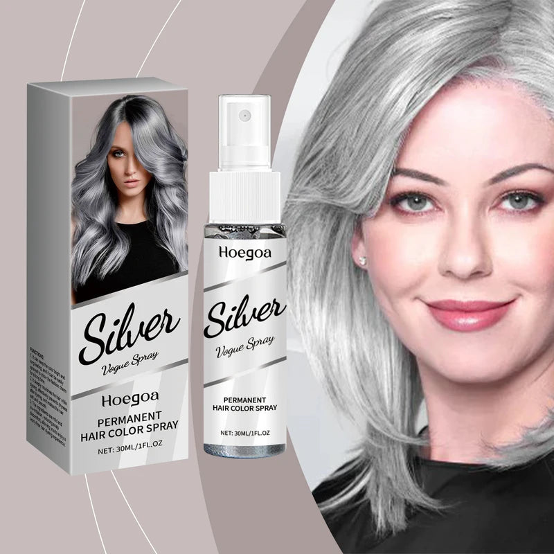 Temporary Silver Hair Color Spray - Washable Hair Dye with Plant Extracts, Nourishing & Easy to Use