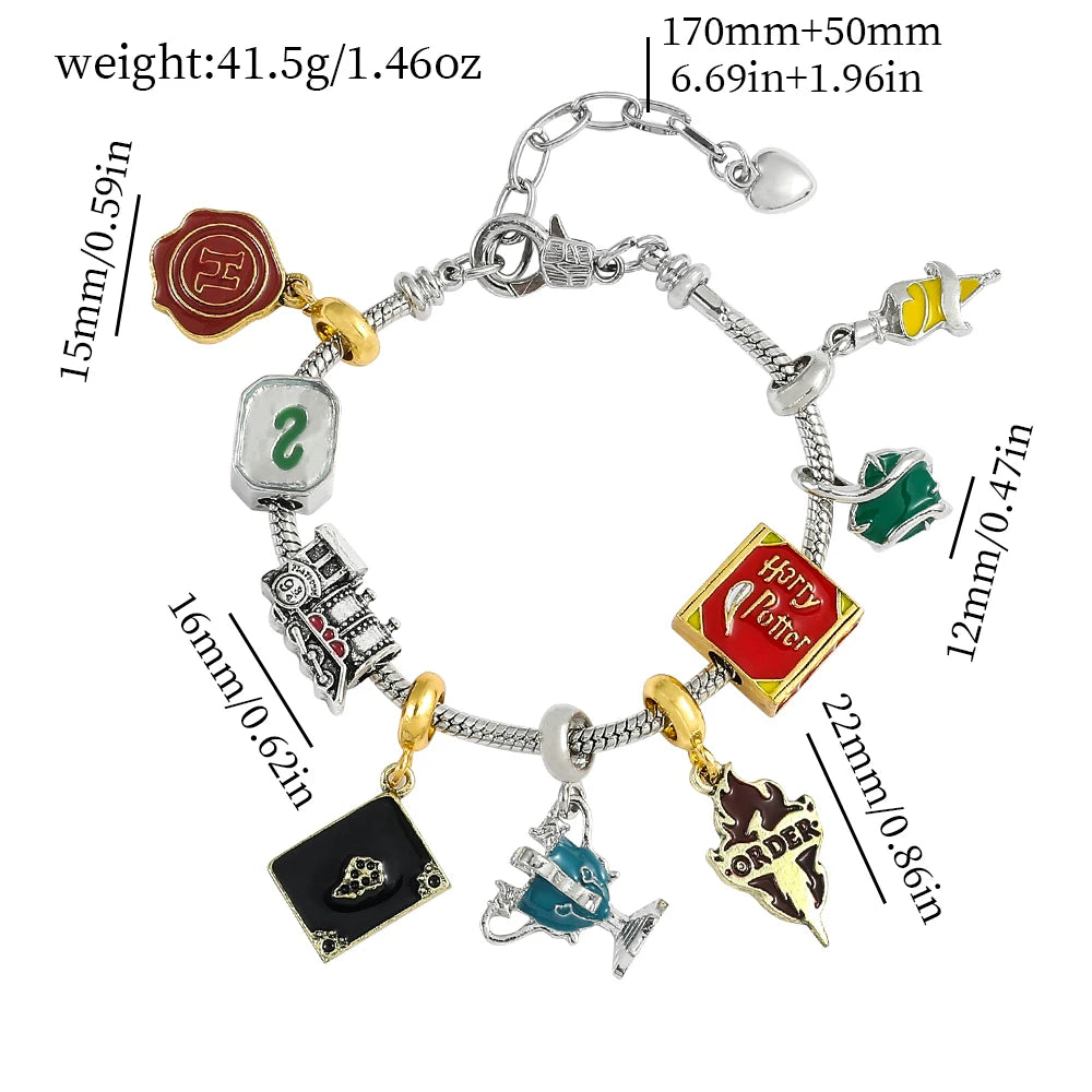 Movie-Themed Slytherin House Bracelet with Magical Charm Accessories