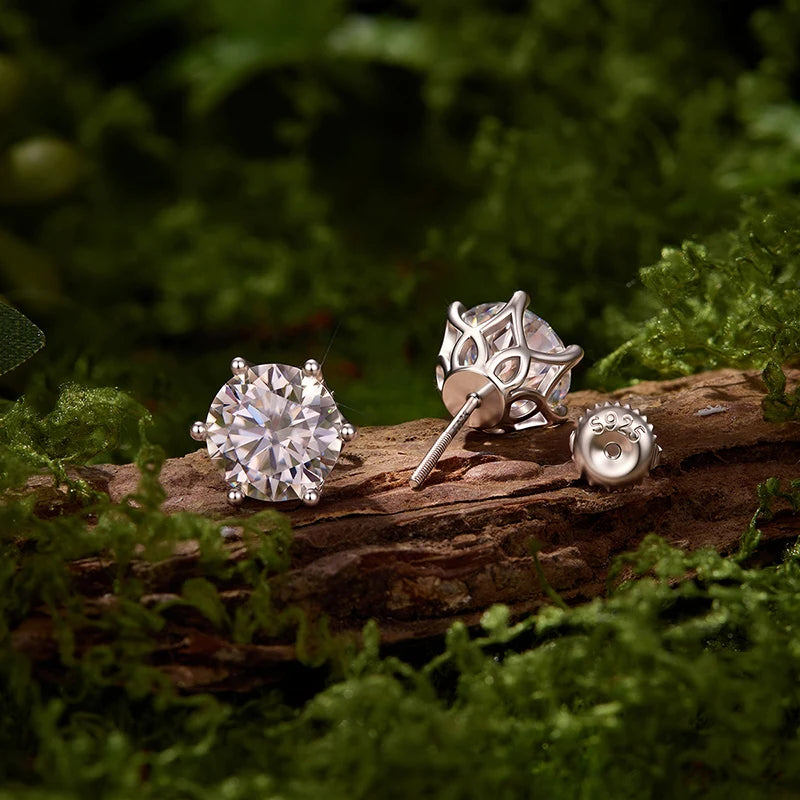 Moissanite Stud Earrings 0.5-3CT in Sterling Silver for Women Wedding Jewelry