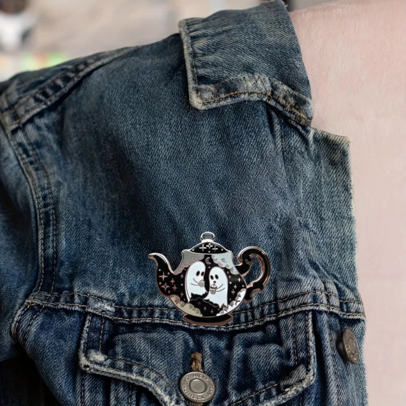 Haunted Teapot Enamel Pin - Enchanted Halloween Teatime Collection Gift