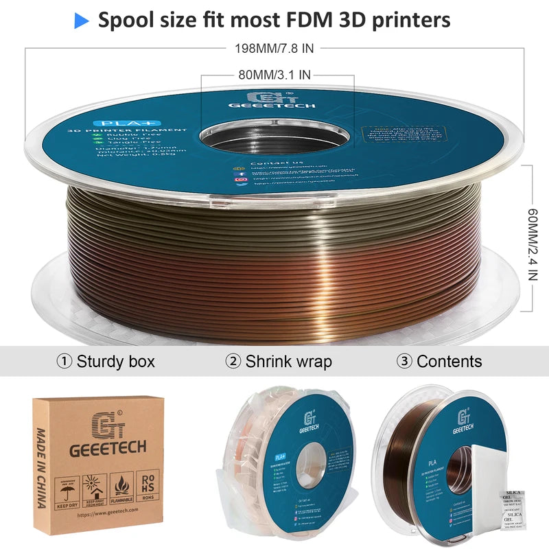 Silk PLA 3D Printer Filament 10kg Spool - Eco-Friendly, Biodegradable, 1.75mm