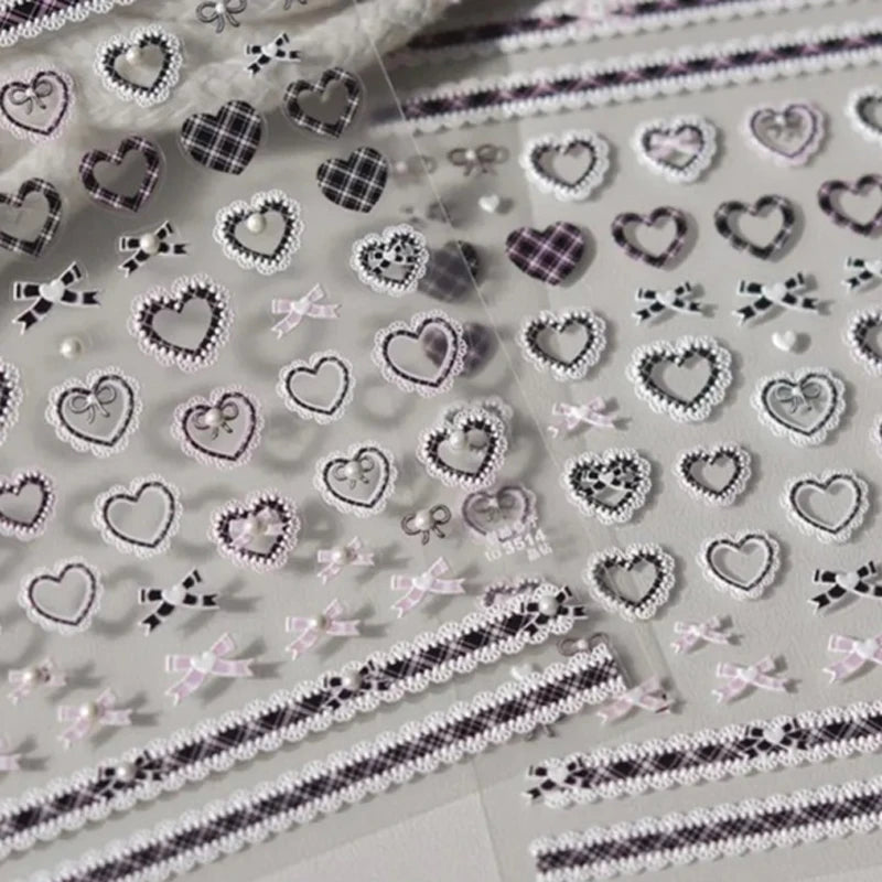 Self-Adhesive Lace Heart Nail Stickers for Manicure DIY Nail Art