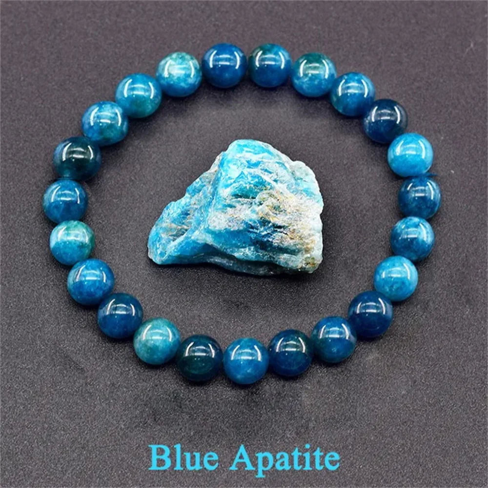 Trendy Blue Apatite Beaded Gemstone Bracelet for Women & Men