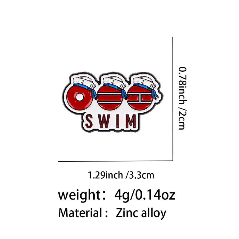 Swim Quote Enamel Pins Badge Brooches for Clothing & Accessories