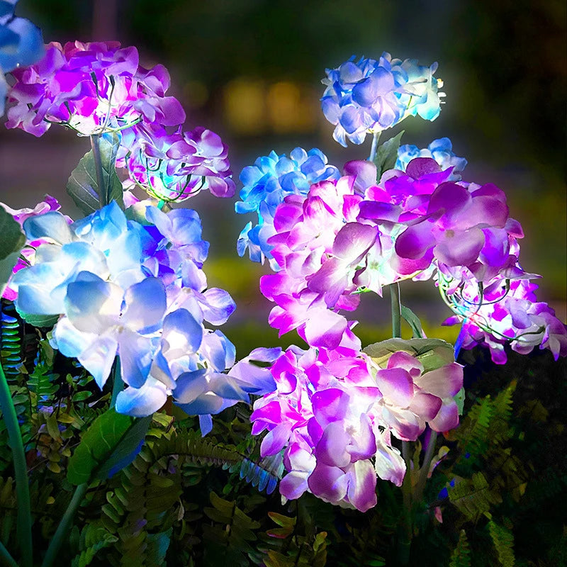 Garden Decor 3-Head Hydrangea Solar Lawn Lamp Outdoor Yard Party Decoration