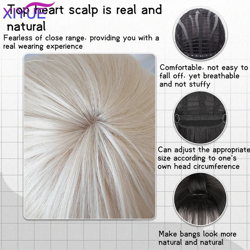 Blonde Mullet Wig Synthetic Long Straight Fluffy Cosplay Party Wig - Multiple Colors