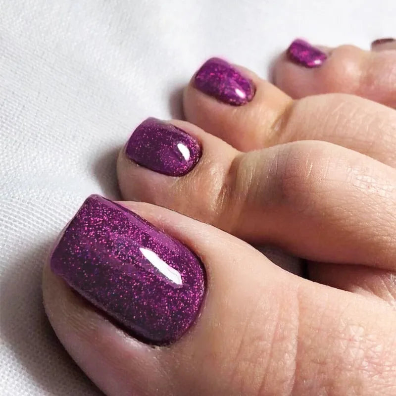 Fake Toenails Square Head Short Length Full Cover Foot Nail Tips Set for Women