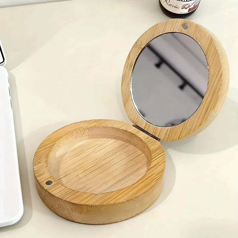 2pcs Wooden Makeup Mirror with Bamboo Frame - Stylish & Sturdy Vanity Mirrors