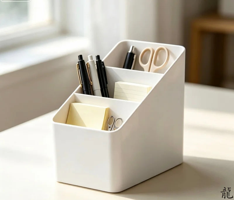 4-Slot Remote Control Organizer Tray - Desktop Storage Box for TV & Phone