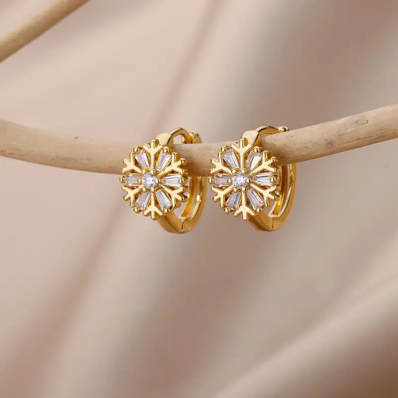 U Shape Cubic Zirconia Stud Earrings for Women Stainless Steel Geometric Jewelry