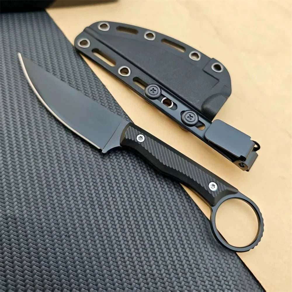 Fixed Blade Outdoor Knife with Nylon Fiber Handle and Kydex Sheath - Hunting Survival Tool