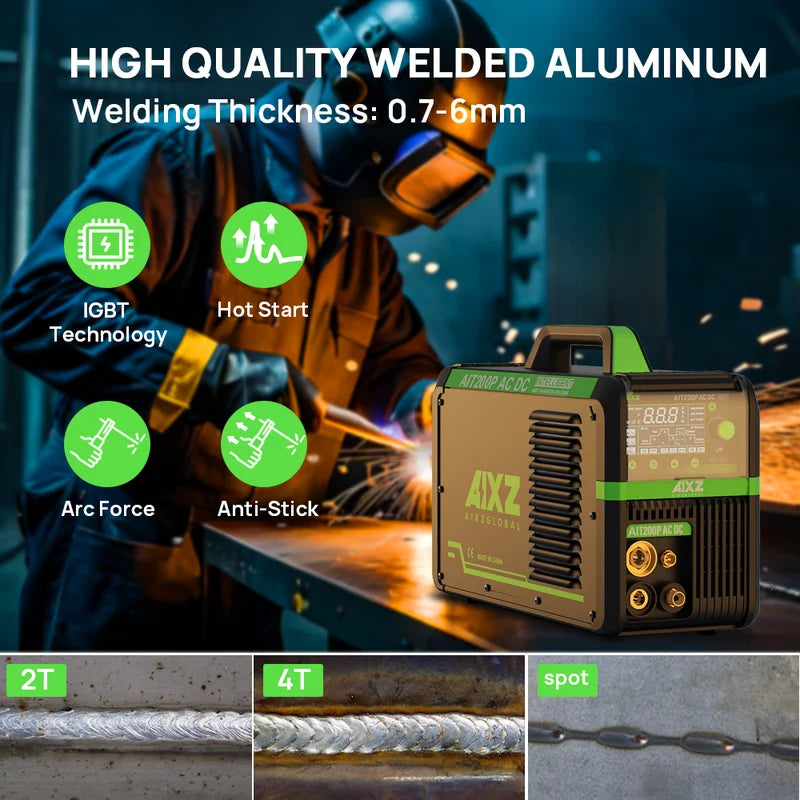 AC/DC TIG Welding Machine 200A Pulse Spot Arc Welder Inverter 5-in-1