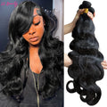 Brazilian Virgin Hair Extensions - Natural Color Body Wave Bundles 22-26 Inches