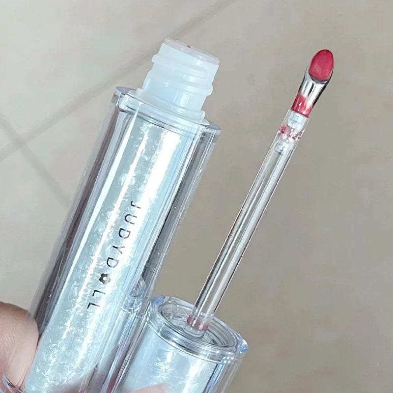 Judydoll Ice Lip Glaze Lipstick Set - Hydrating Watery Lip Makeup with Mirror