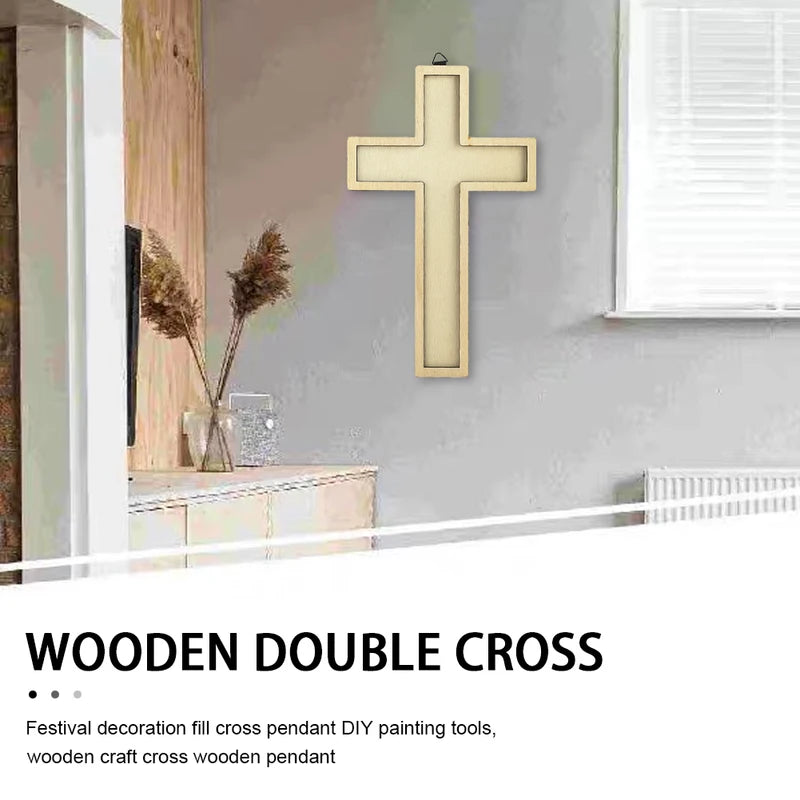 Wall-Mounted Wooden Cross Decor for Church Altar and Home