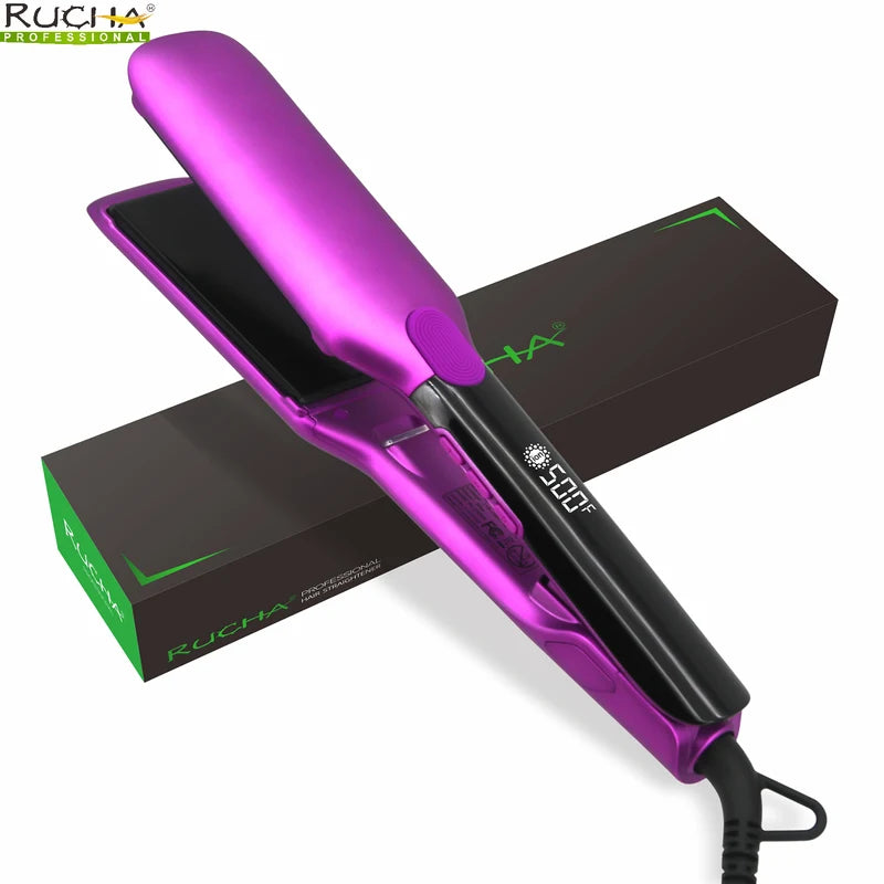 Professional Hair Straightener 500°F Plasma Ceramic Plates Fast Heating Flat Iron